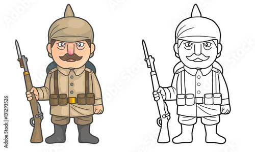 Fotografie Cartoon German soldier during World War one