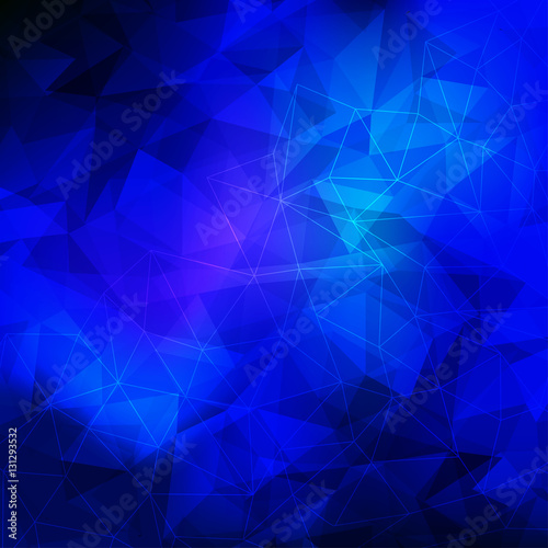 Blue polygon background. Polygon, geometric, diamond, or mosaic abstract background. Vector illustration of polygon.