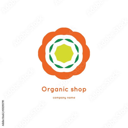 Bright and juicy beautiful circular logo for organic shop  eco product.