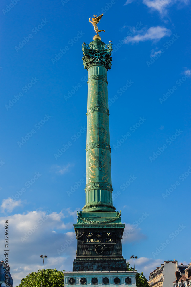 July Column (1840) on Bastille Square. Paris, France.
