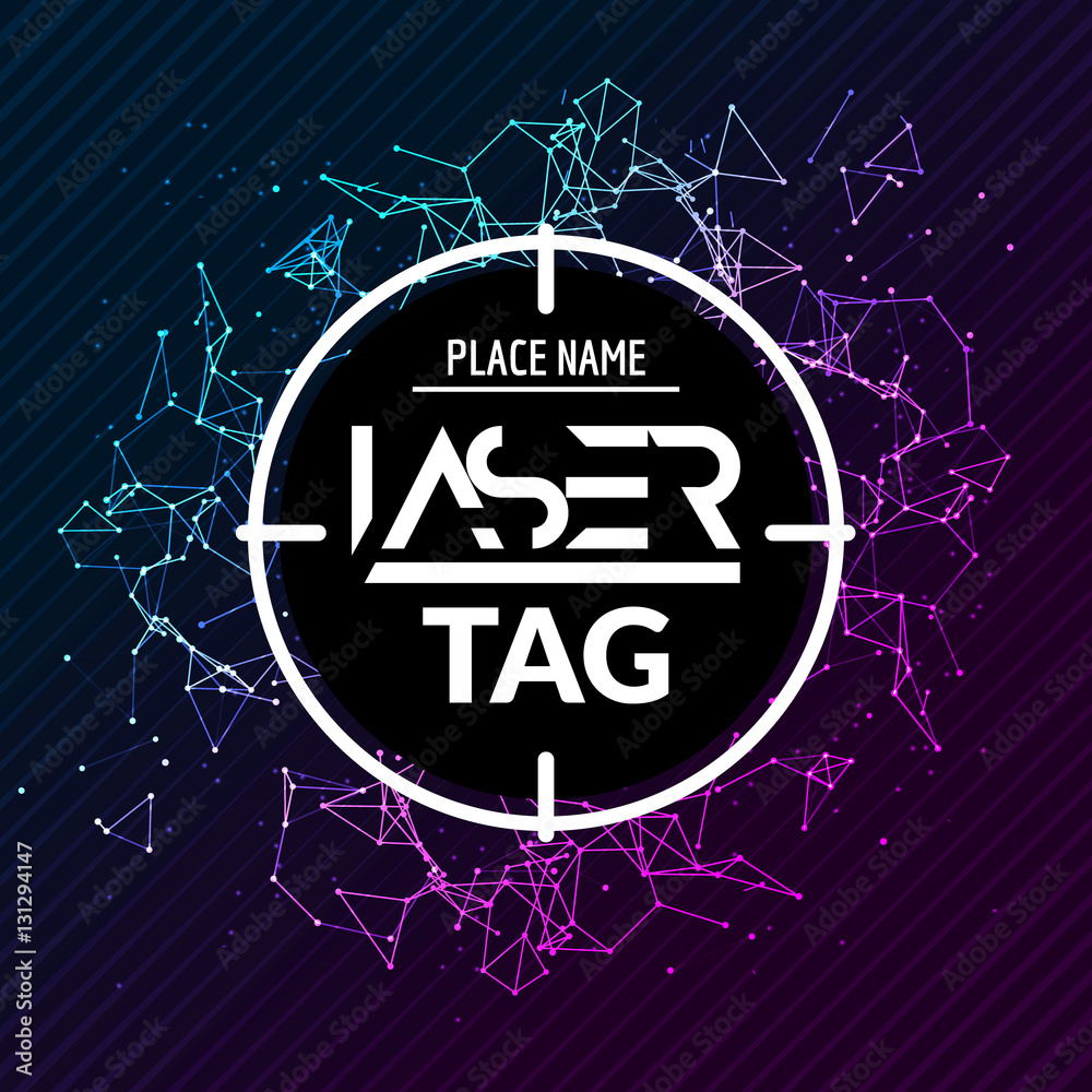 Laser tag target game poster flyer. Vector lasertag banner for fun party. Aim shot poster