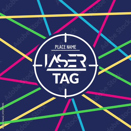 Laser tag target game poster flyer. Vector lasertag banner for fun party. Aim shot poster