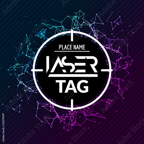 Laser tag target game poster flyer. Vector lasertag banner for fun party. Aim shot poster