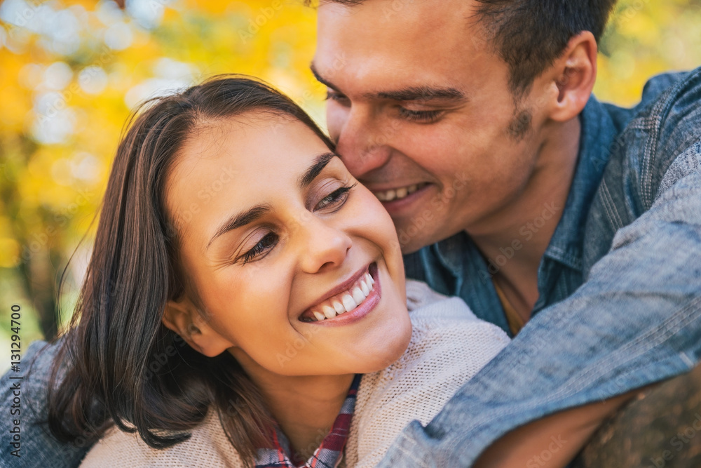 romantic young couple outdoors in autumn romantic young couple outdoors in autumn