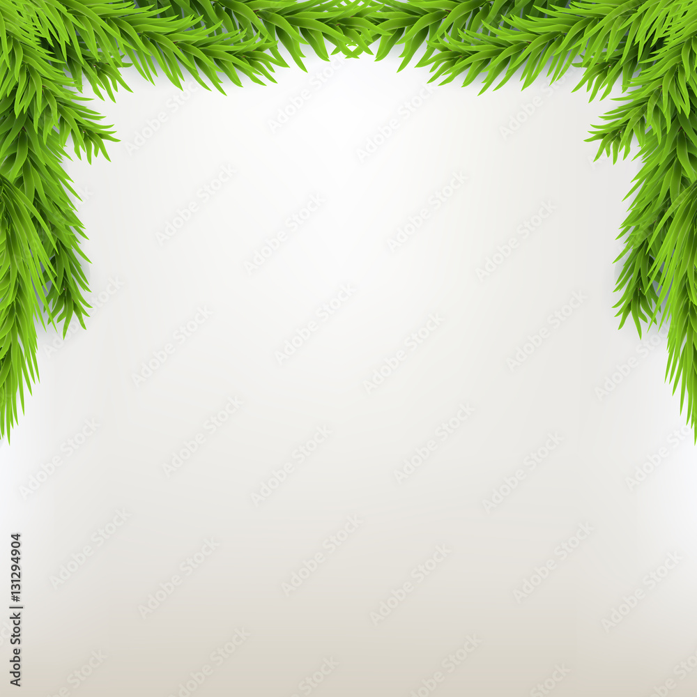 Border xmas frame with fir. Green Christmas winter background. Vector illustration xmas tree