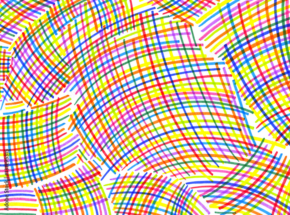 Abstract bright color curved intersecting lines patterns