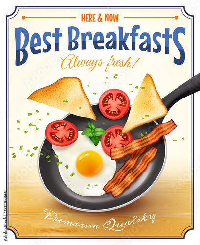 Restaurant Breakfast Advertisement Retro Poster 