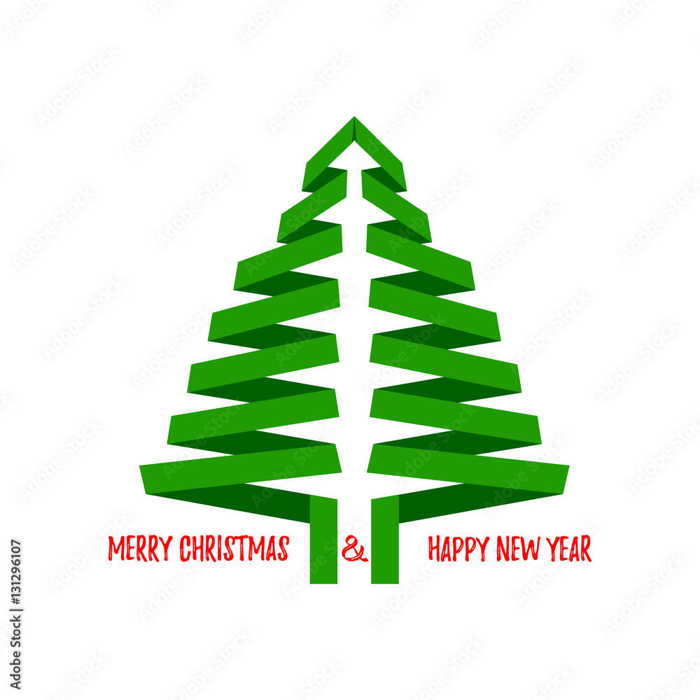 Vector Christmas tree with greetings. Isolated on white. Vector Christmas tree with greetings. Isolated on white.
