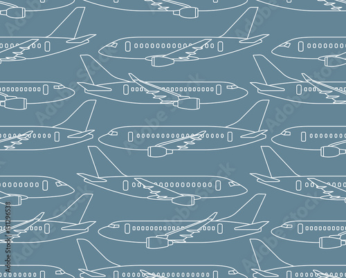 seamless pattern with airplanes profiles