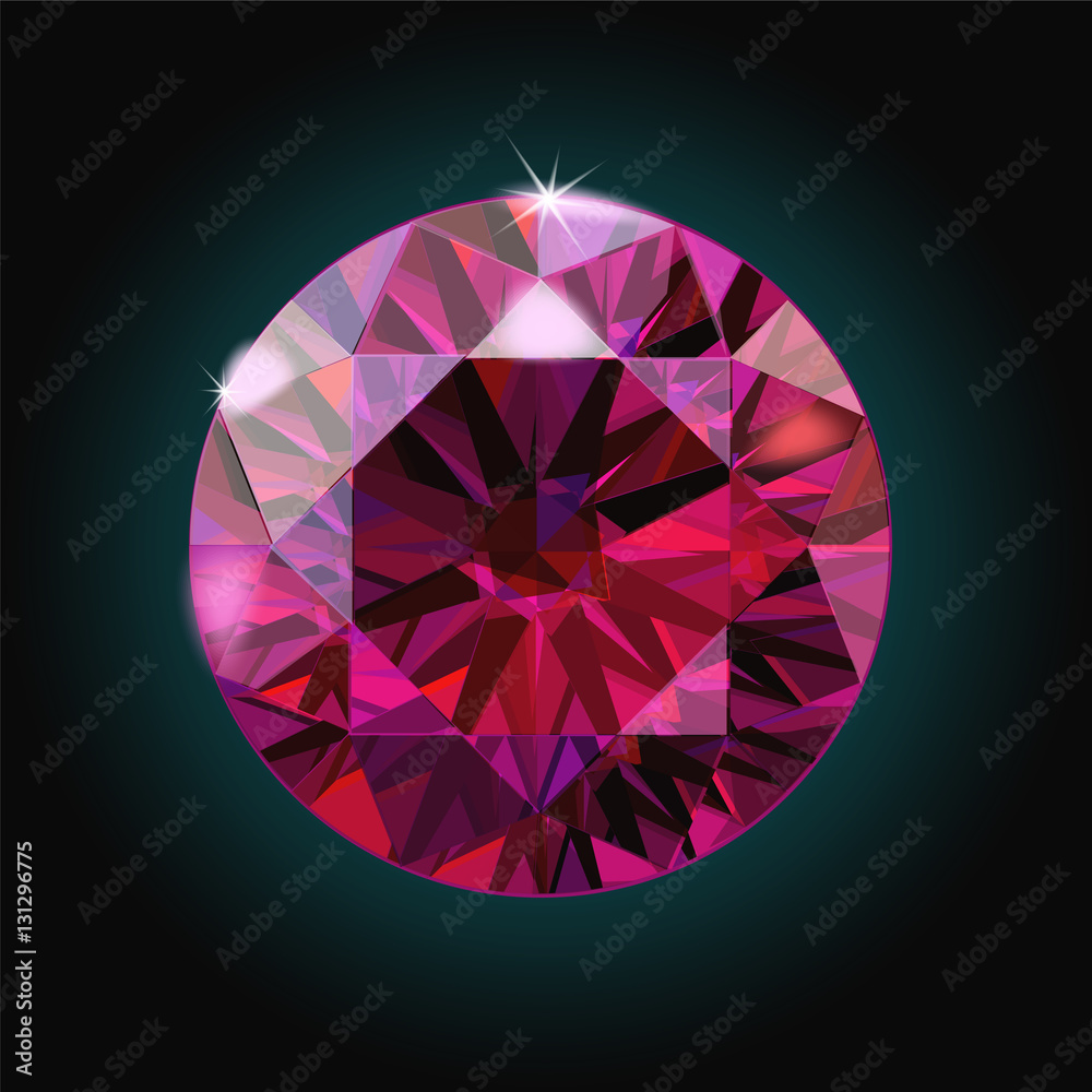 Brilliant ruby on black background. Red Crystal. Vector Brilliant ruby on black background. Red Crystal. Vector