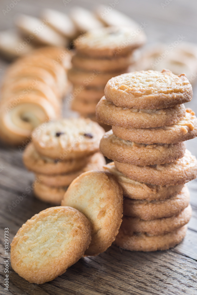 Butter cookies on the wooden table Butter cookies on the wooden table