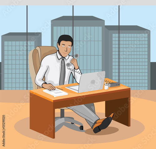Businessman with the phone in the office