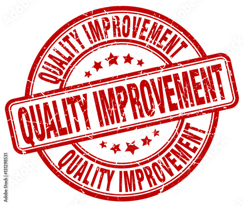 quality improvement red grunge stamp