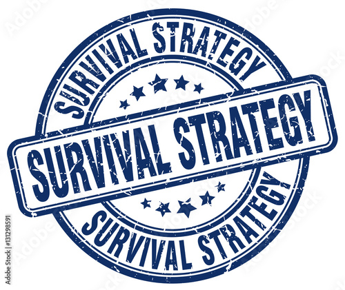 survival strategy blue grunge stamp