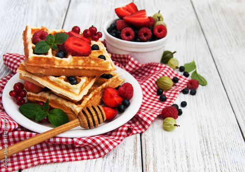 waffles with fresh berries