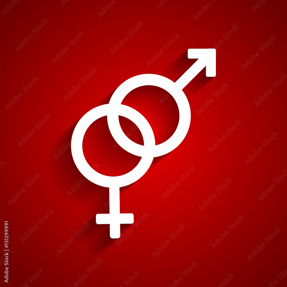 Heterosexual white symbol on red background Heterosexual white symbol on red background