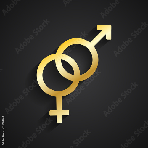 Heterosexual gold symbol on black background
