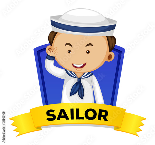 Occupation wordcard with sailor