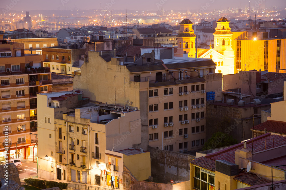  view of  old Tarragona in night