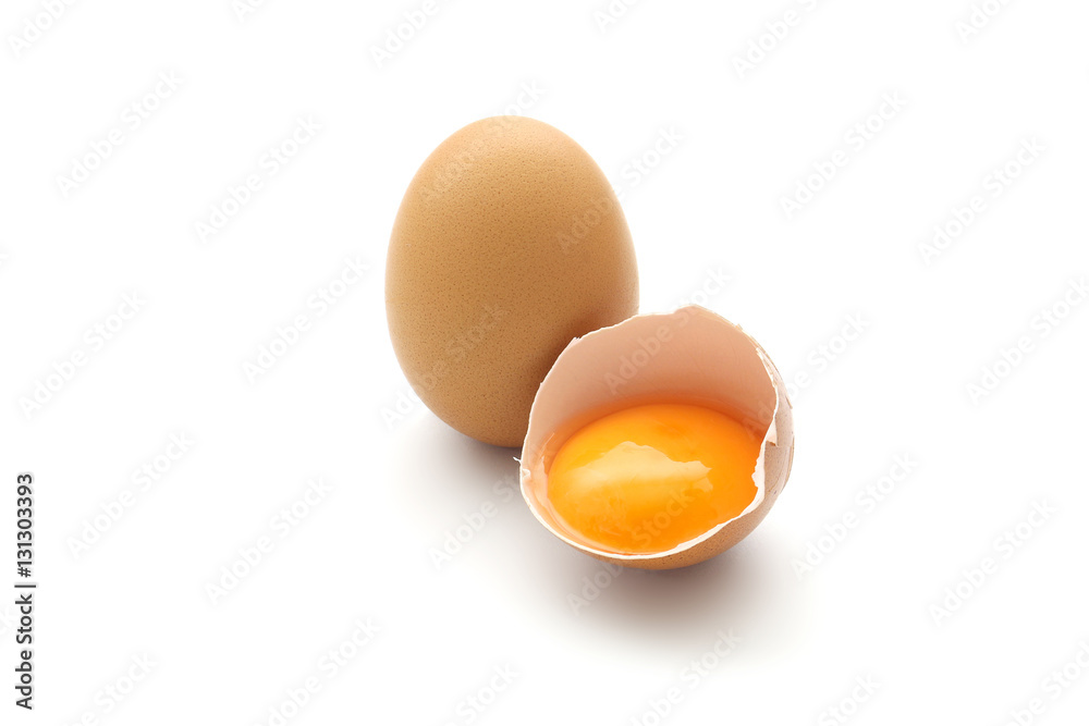 close up broken egg isolated on white background close up broken egg isolated on white background