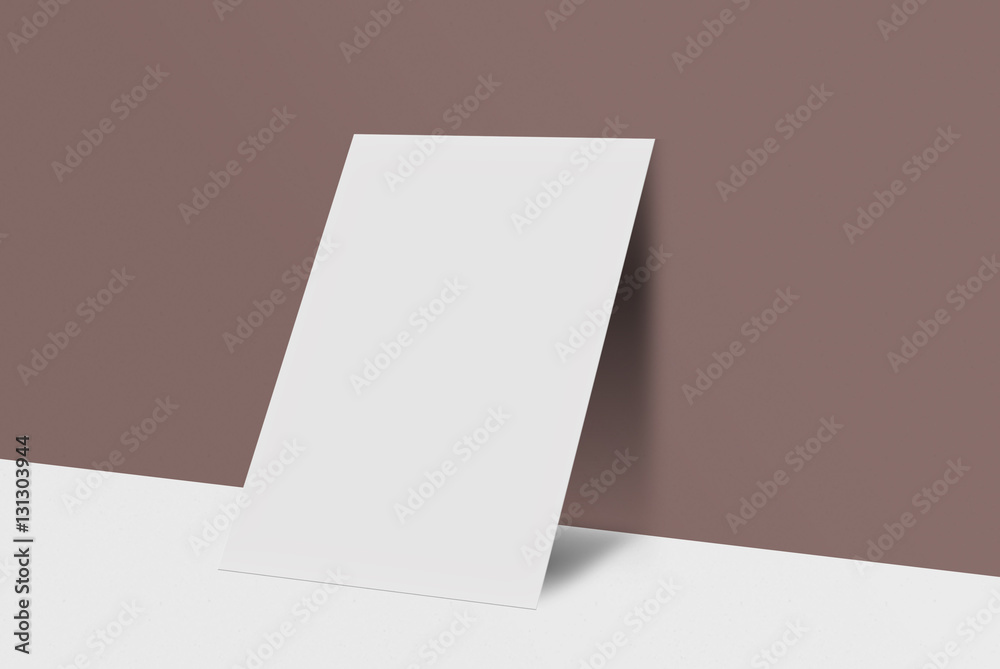 Mock-up postcard and cover. White paper card on brown background, for your design and template. 3D illustration Mock-up postcard and cover. White paper card on brown background, for your design and template. 3D illustration