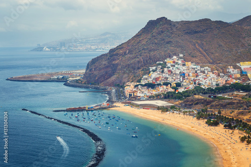 Aerial view on Teresitas beach near Santa Cruz,Tenerife, Canary islands, Spain