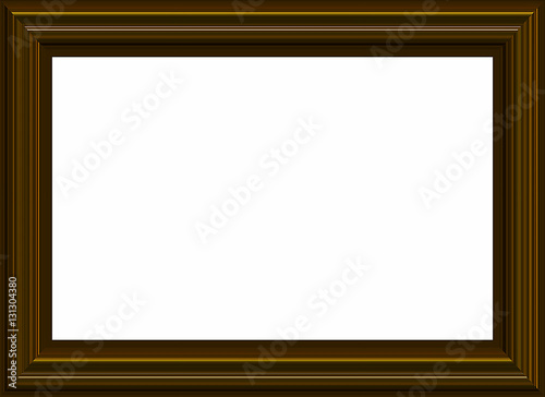 Brown classic decorative picture frame isolated on white background. 