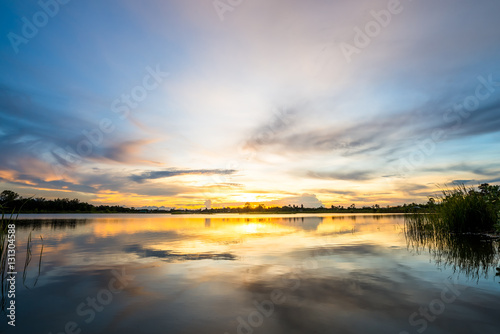 Fototapeta Naklejka Na Ścianę i Meble -  sunset on the lake landscape