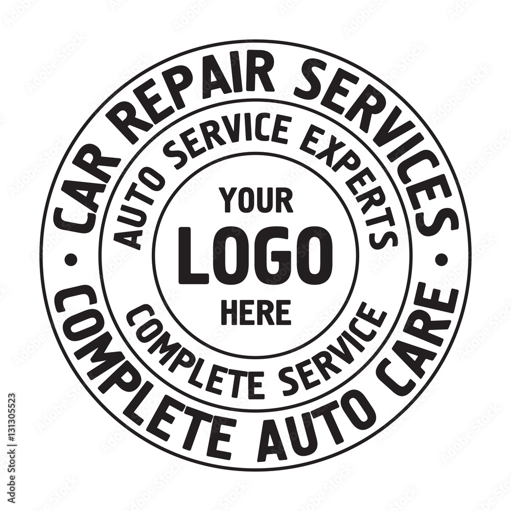 Auto Repair Services Badge template. Car service label, emblem vector illustration.