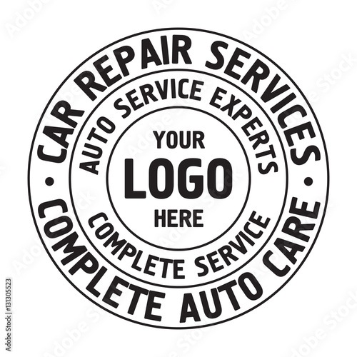Auto Repair Services Badge template. Car service label, emblem vector illustration.