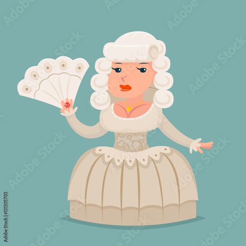 Noble medieval lady aristocrat countess princess queen mascot cartoon design vector illustration