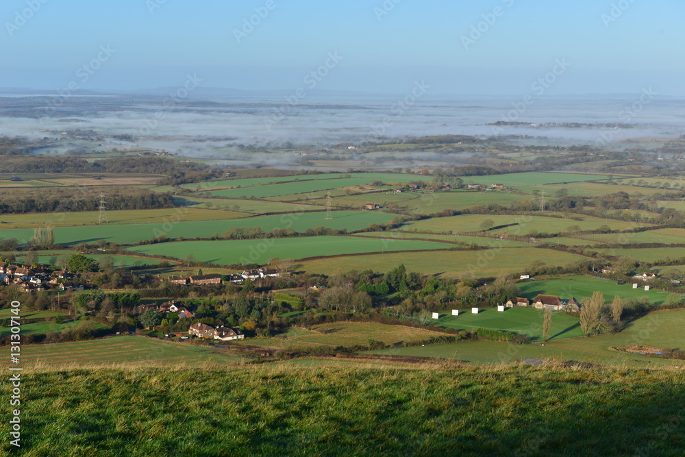 A cold misty morning in December at Devils Dyke in Brighton, West Sussex.