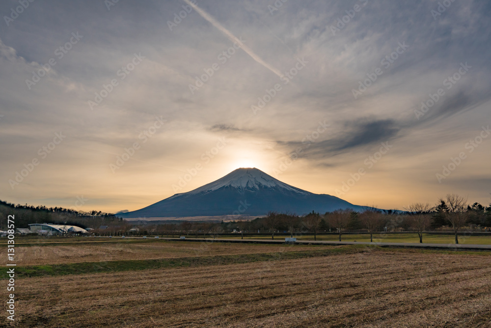 日没の富士山