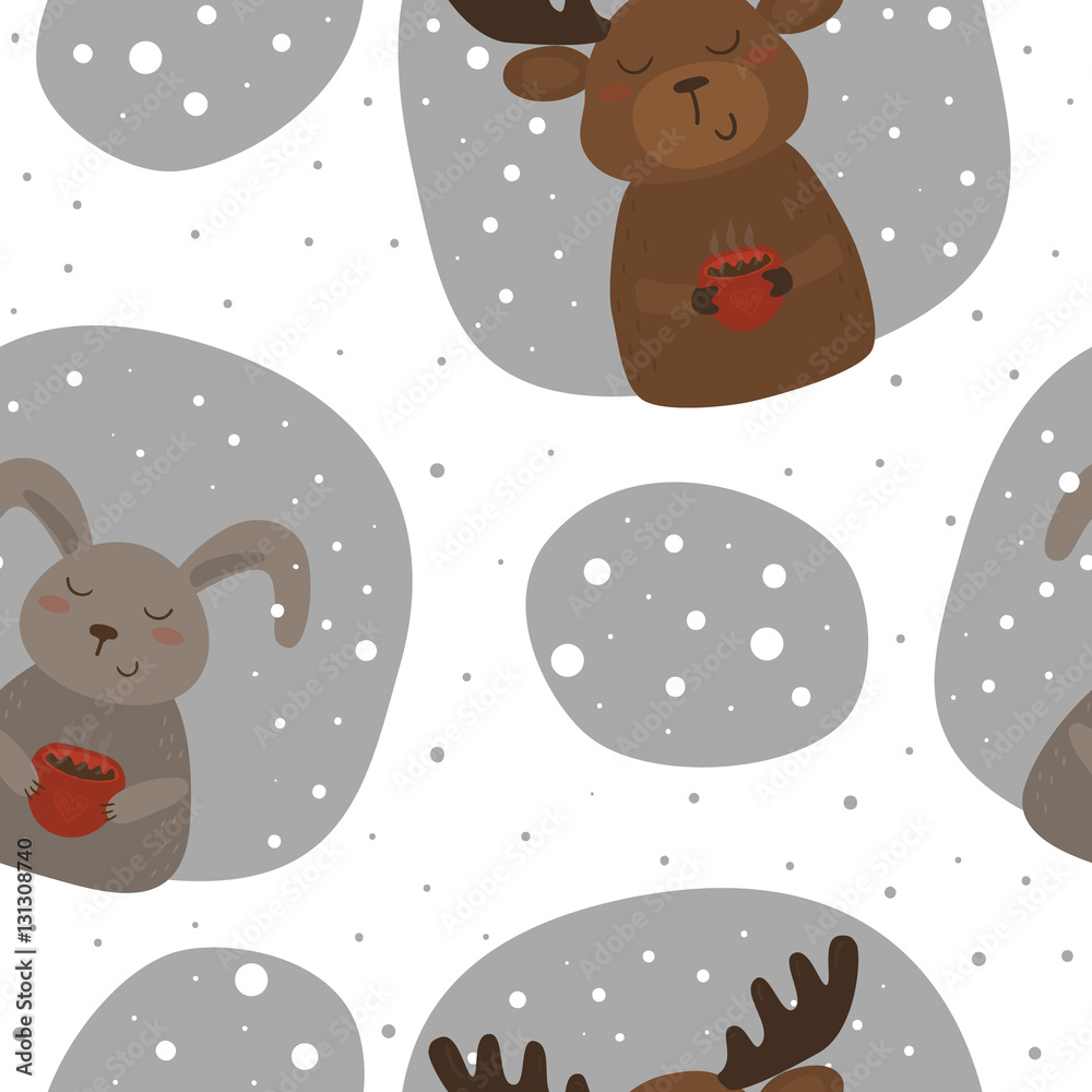 Vector pattern with rabbit and deer Printable templates Vector pattern with rabbit and deer Printable templates
