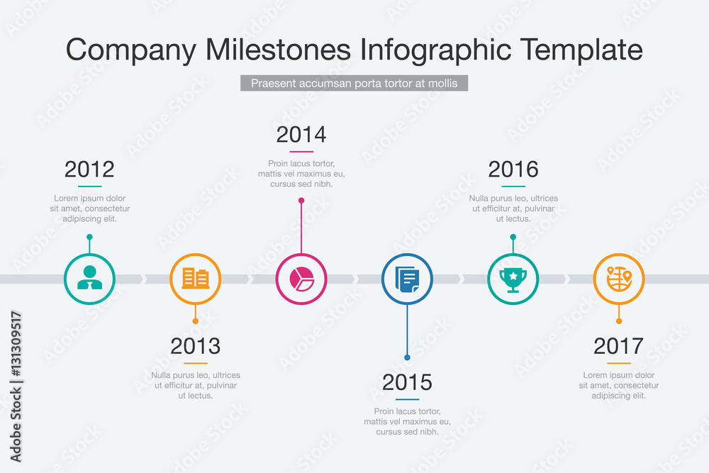 Vector Infographic Company Milestones Timeline Template.