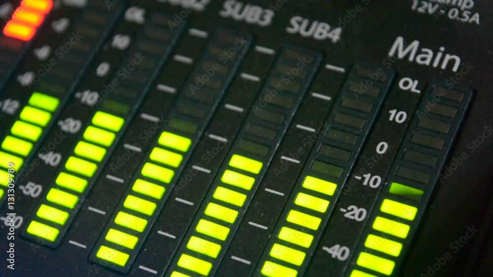 Sound level meter equalizer in a studio Sound level meter equalizer in a studio