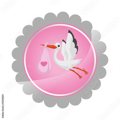 crane baby shower related emblem image vector illustration design 