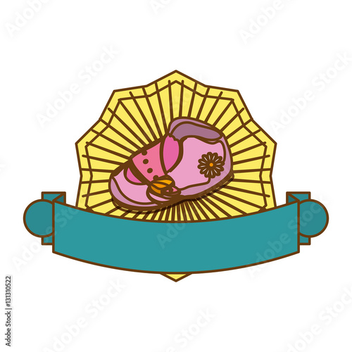 shoe baby shower related emblemimage vector illustration design 