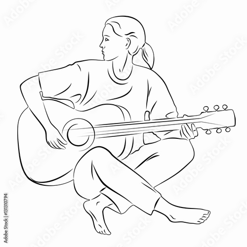 silhouette of a guitar player. vector drawing