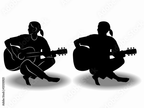 silhouette of a guitar player. vector drawing