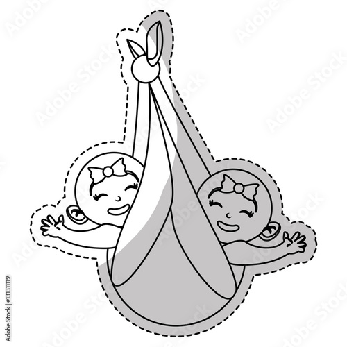 twins baby shower related icon image vector illustration design 