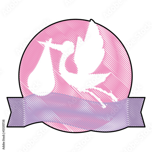 crane baby shower related emblem image vector illustration design 