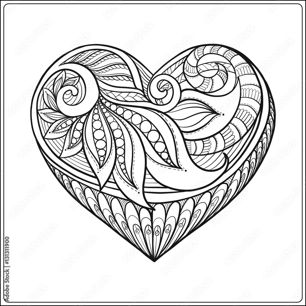 Decorative patterned Love Heart. Stock line vector illustration. Decorative patterned Love Heart. Stock line vector illustration.