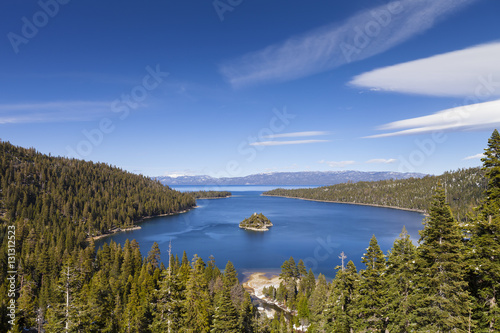 Emerald Bay  Lake Tahoe  California. Daytime shot with blue sky.