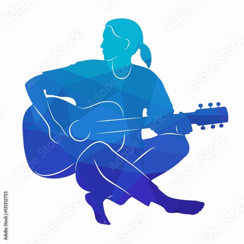 silhouette of a guitar player. vector drawing