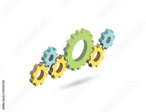 Vector isometric gear mechanism. Settings icon.
