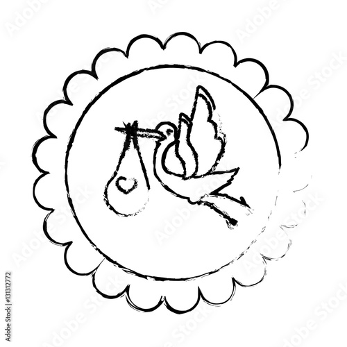 crane baby shower related emblem image vector illustration design 