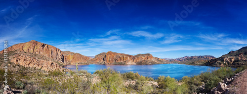 Canyon Lake, one of four reservoirs formed by the Mormon Flats Dam on the Salt River, is part of the Tonto National Forest, a 3 million acre area in Arizona