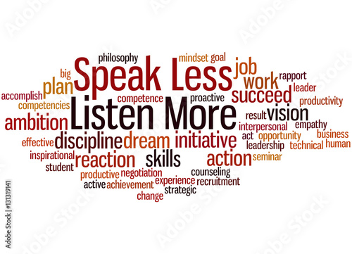 Speak Less Listen More, word cloud concept