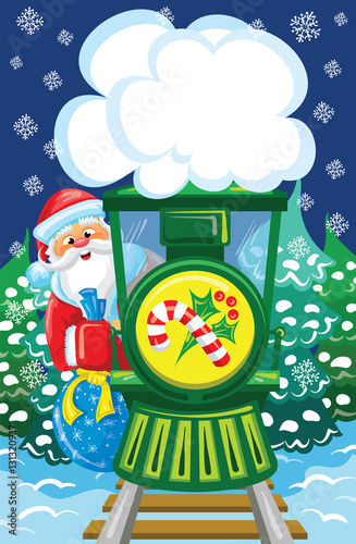 Santa goes by christmas train